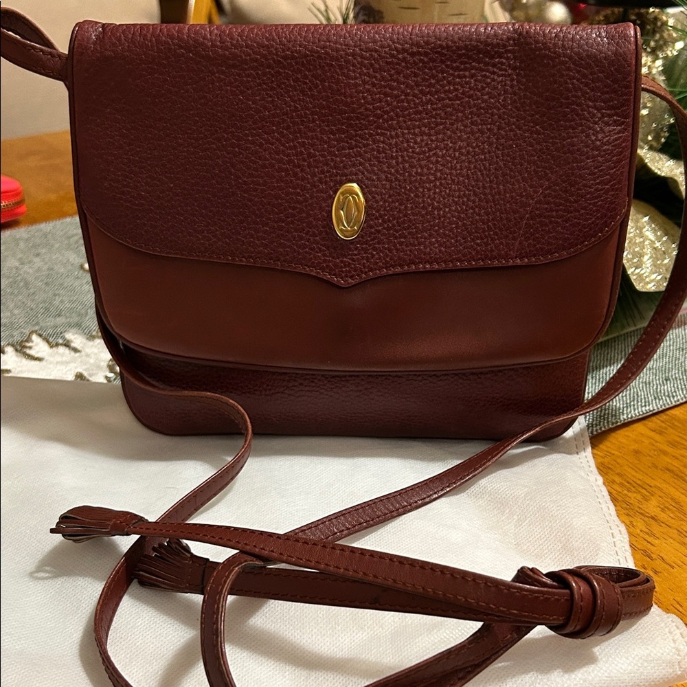 Cartier in Burgundy Leather Crossbody Bag